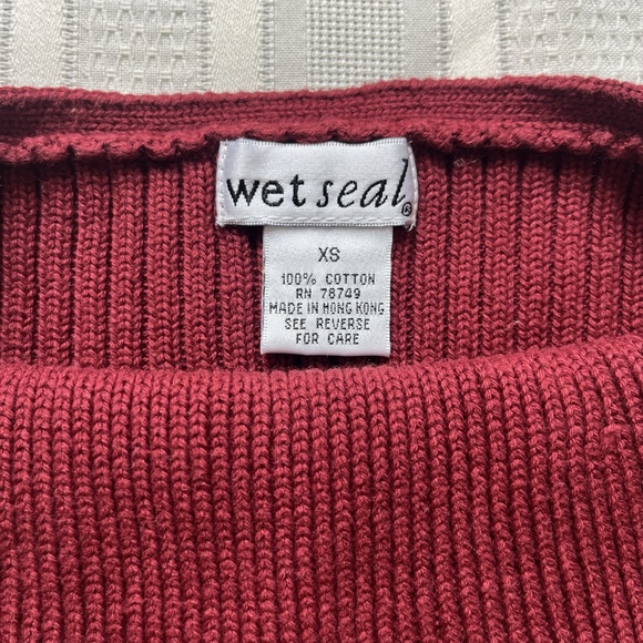 Vintage Wet Seal Y2K Ribbed Red Halter Top Size XS Boho Festival Crop Tank Top - Picture 4 of 12